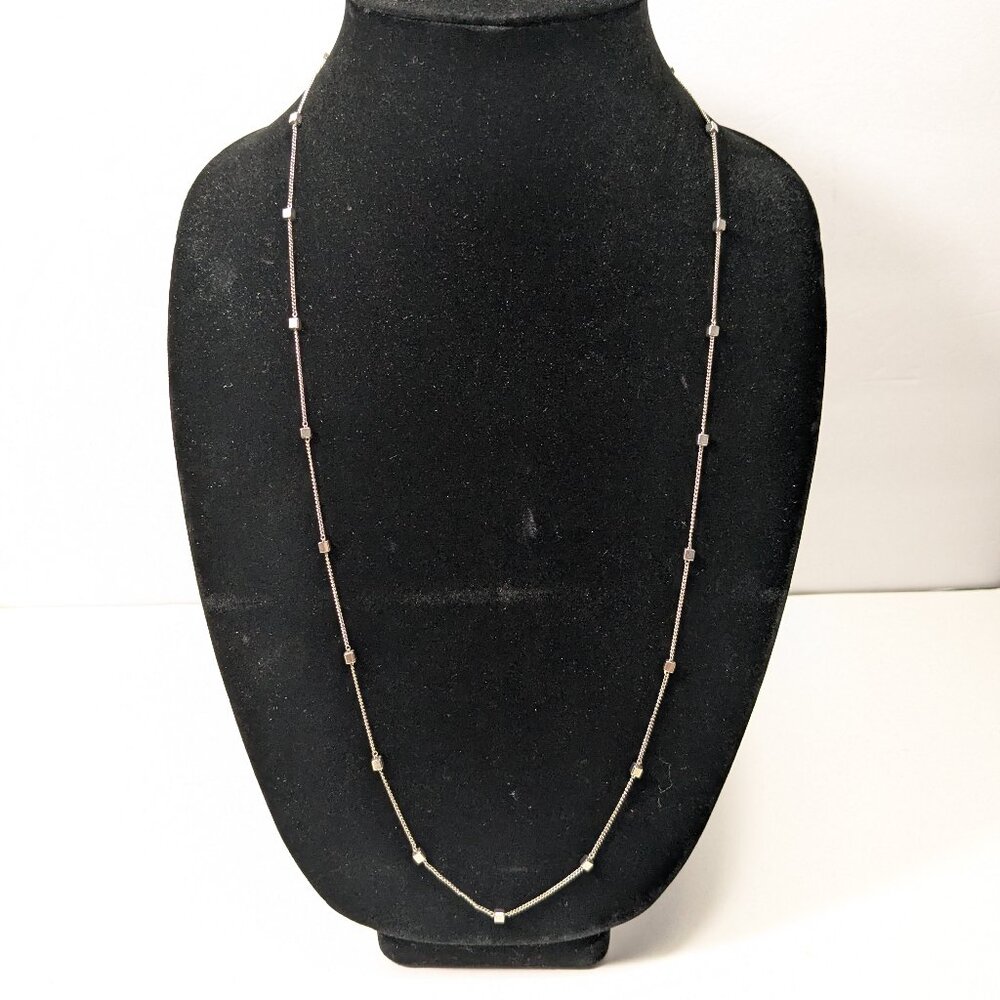 Accents by Hallmark Cards Square Silver Tone Bead Chain Necklace Minimalist